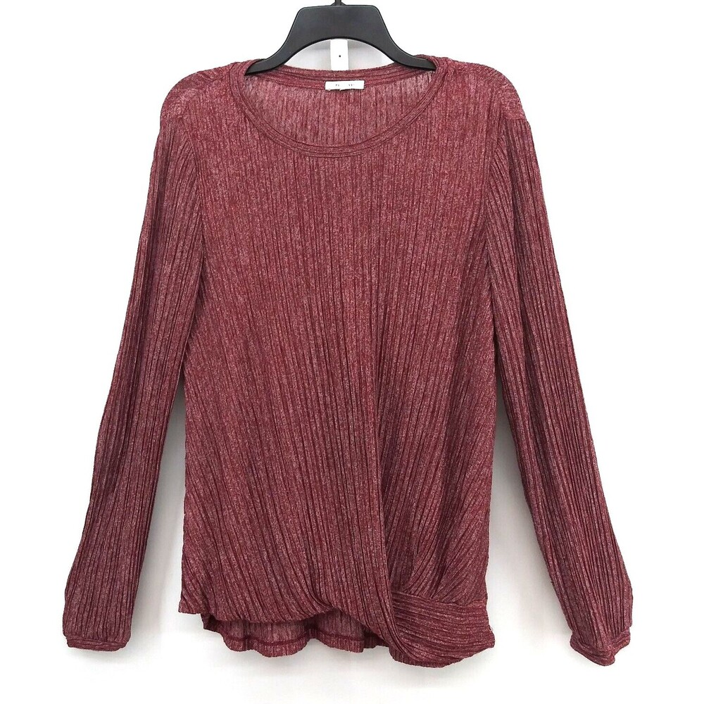 Pleione Shirt Womens Size L Burgundy Long Sleeve Lightweight Pullover Top